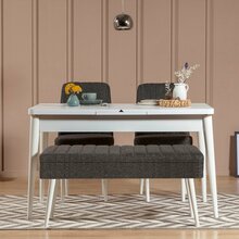 Söögitoakomplekt Kalune Design Vina 1053, 129 x 80 cm, valge/antratsiit