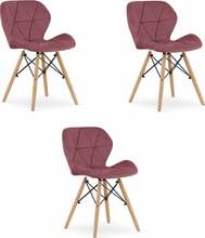 Toolide komplekt Lago, 3 tk, 52.5 x 48 x 74 cm, tumeroosa, samet