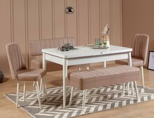 Söögitoa komplekt Kalune Design Vina 0900, 5 tk, valge/pruun