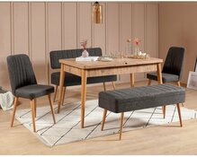 Söögitoakomplekt Kalune Design Vina 1053 - 4, 129 x 75 x 80 cm, mänd/antratsiit