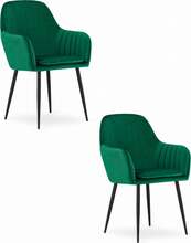 Toolide komplekt Leobert Lugo, 2 tk, 56,5 x 57,5 x 86,5 cm, roheline samet, mustad jalad