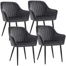Söögitoolide komplekt Songmics, 4 tk, 62,5 x 60 x 85 cm, helehall, sametpolster