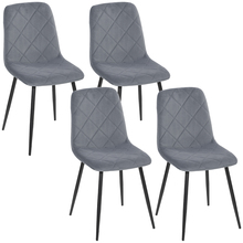 Söögitoolide komplekt Homcom, 4 tk, sametise välimusega, metalljalgadega, hall