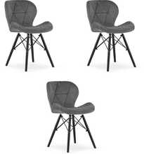 3-tooli komplekt Lago, hall samet, mustad jalad, 3 tk