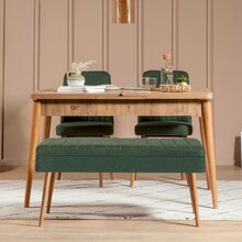 Söögitoa komplekt Kalune Design Vina 1070-3, laiendatav, pruun/roheline