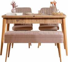 Söögitoa komplekt Kalune Design Vina 0900 - 3, 129 x 80 cm, mänd/pruunikasbeež