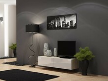 TV-alus Cama Meble Vigo 140, 140 x 30 x 40 cm, sonoma/valge läikiv