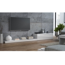 TV-alus Cama Meble LIFE 300/42/35, 300 x 42 x 35 cm, valge, valge läikiv