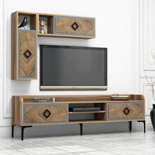 Elutoamööbli komplekt Kalune Design Samba 845(XLIII), 180 x 35 x 52 cm, sinine/pähkel