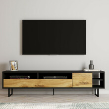 TV-alus Hanah Home Luga, 180 x 44.7 x 29.8 cm, must, tamm, melamiinkattega puitlaastplaat