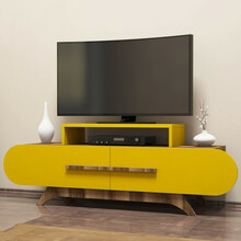 TV-laud Kalune Design Rose, 145 x 36.8 x 49.8 cm, kollane/pähkel