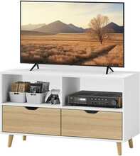 Televiisorikapp Homcom, 99 cm, 2 riiuli ja sahtliga, valge