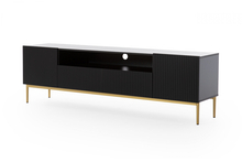 TV-alus Bogart Nicole, 200 cm, must matt, avatud riiuliga, kuldsed jalad