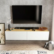 TV-alus Kalune Design Poling, 159.7 x 36.8 x 34.1 cm, valge/pähkel