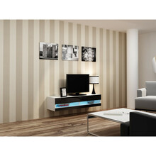 TV-alus Cama Meble Vigo New, 140 x 30 x 40 cm, valge/must läikiv