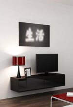 TV-alus Cama Meble Vigo 140, 140 x 30 x 40 cm, must/must läikiv