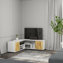 TV alus Hanah Home Rosa, 120 x 40 x 35 cm, valge, tamm, melamiinkattega puitlaastplaat
