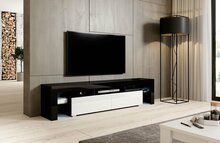TV-alus Cama Meble Toro 200, 200 x 40 x 41 cm, must/valge läikiv