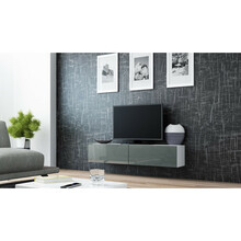 TV-alus Cama Meble Vigo 140, 140 x 30 x 40 cm, valge/hall läikiv