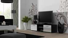 TV-alus Cama Meble Soho 140, 140 x 43 x 37 cm, valge/must/tumehall