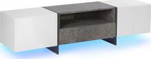 TV-alus Beliani Russel, 188394, LED, betooniefekt, valge/hall