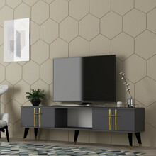 TV-alus Hanah Home Asel, 150 x 44.6 x 29.6 cm, antratsiit/kuld