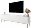 Telerilaud Bogart Nicole 200, 200 cm, valge matt, kuldsed jalad