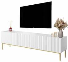 Telerilaud Bogart Nicole 200, 200 cm, valge matt, kuldsed jalad