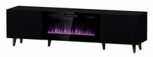 TV-alus Cama Meble Pafos EF, 180 x 42 x 49 cm, must matt, elektrilise kaminaga