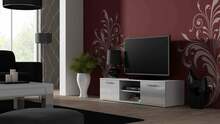 TV-alus Cama Meble Soho 140, 140 x 43 x 37 cm, valge/valge läige