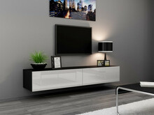 TV-alus Cama Meble Vigo, 180 x 04 x 30 cm, valge/must