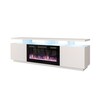 TV-alus elektrikaminaga Cama Meble Eva, 180 x 40 x 52 cm, valge/blinkvalge