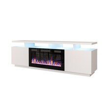 TV-alus elektrikaminaga Cama Meble Eva, 180 x 40 x 52 cm, valge/blinkvalge