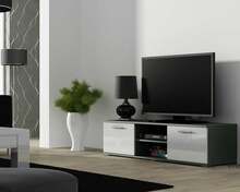 TV-alus Cama Meble Soho 140, 140 x 43 x 37 cm, valge/hall/tumehall