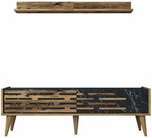 Sektsioon Kalune Design Valensiya 140, 140 x 35 x 45 cm, must/pähkel, 2 tk