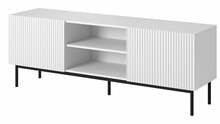 TV-alus Cama Meble Pafos, 150 x 40 x 60 cm, valge matt, musta terasraamiga