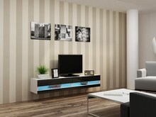 TV-alus Cama Meble VIGO NEW 30/180/40, 180 x 30 x 40 cm, valge/must läikiv