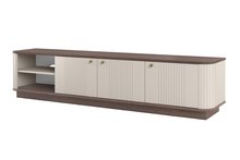 TV-alus Bogart Vesper, 187 cm, beež, avatud riiulitega, kuldsed käepidemed