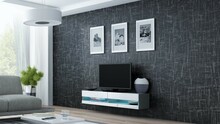 TV-alus Cama Meble VIGO NEW 30/180/40, 180 x 30 x 40 cm, hall/valge läikiv