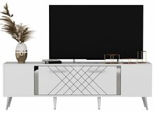TV-laud Kalune Design Detas, 150 x 35 x 48.2 cm, valge/hõbe