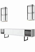 TV-alus Kalune Design Chrome, 180 x 30 x 48 cm, valge/must