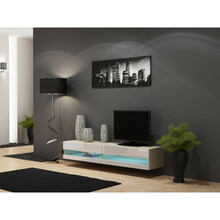 TV-alus Cama Meble VIGO NEW 30, 180 x 30 x 40 cm, sonoma/valge läikiv