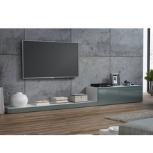TV-alus Cama Meble Life 300, 300 x 42 x 35 cm, valge/hall läikiv