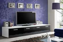 TV-laud ASM Duo, 200 x 45 x 35 cm, valge/must/tumehall