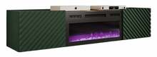 TV-alus Cama Meble Onda, 180,5 x 40 x 58,39 cm, roheline, elektrilise kaminaga