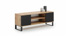 TV-alus Kobi Meble Focus, 155 x 49 x 40 cm, naturaalne puit/must