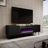 TV-alus Cama Meble Onda, 180 x 40 x 39-58 cm, must, elektrilise kaminaga