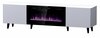 TV-alus Cama Meble Pafos EF, 180 x 42 x 49 cm, valge matt, elektrikaminaga