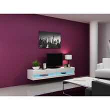 TV-alus Cama Meble Vigo New, 180 x 30 x 40 cm, valge/läikiv valge