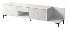 TV-alus Cama Meble Marmo 2D1S1K, 195 x 40 x 47,5 cm, matt valge/marmorvalge